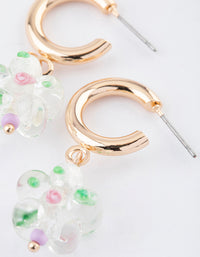 Gold Puffy Flower Drop Earrings - link has visual effect only