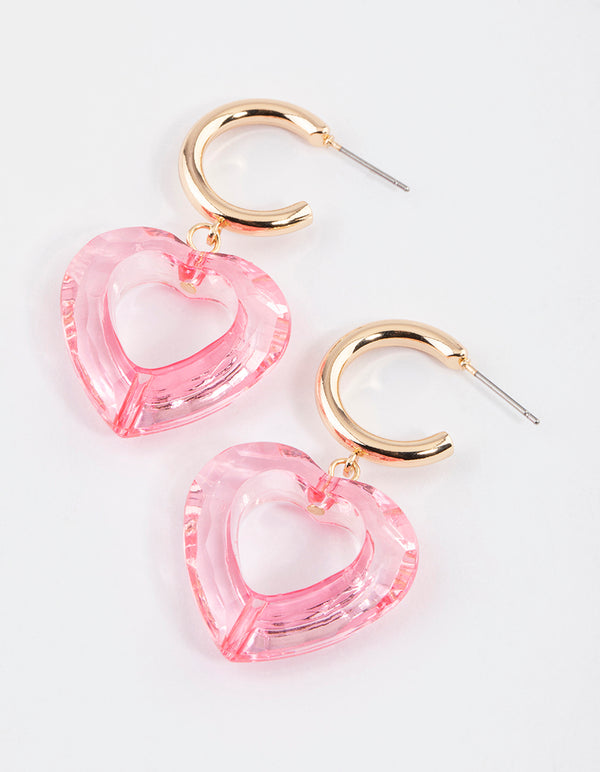 Gold Open Heart Drop Earrings