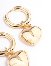 Gold Puffy Heart Hoop Earrings - link has visual effect only