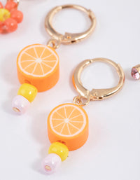 Gold Citrus Orange Earrings 4-Pack - link has visual effect only