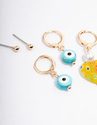 Gold Evil Eye Earrings 4-Pack - link has visual effect only