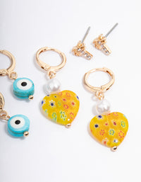 Gold Evil Eye Earrings 4-Pack - link has visual effect only