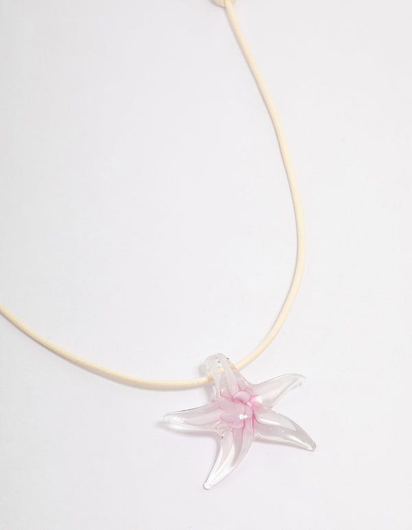 Pink Starfish Cord Necklace