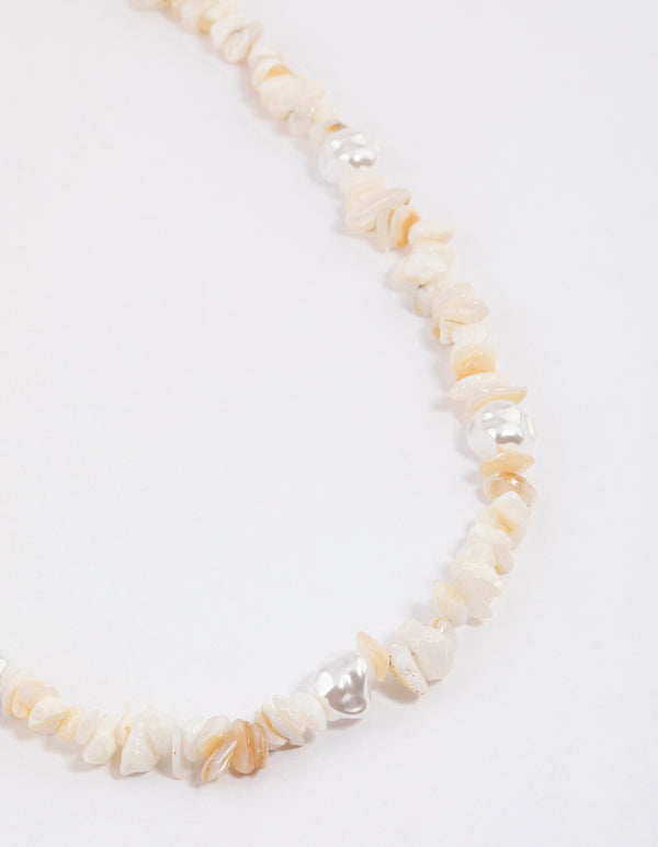 Gold Pearly Puka Necklace