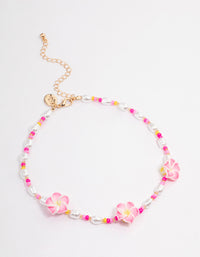 Gold Hibiscus Flower Choker - link has visual effect only