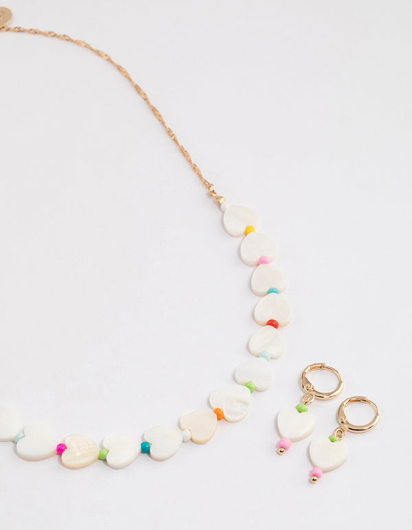 Gold Shell & Heart Jewellery Set