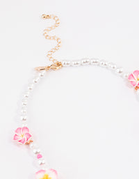 Gold Hibiscus Pearl Necklace - link has visual effect only