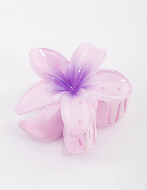 Plastic Purple Ombre Hibiscus Flower Claw Clip