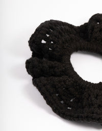 Fabric Black Cozy Knitted Scrunchie - link has visual effect only