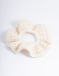 Fabric Cream Knitted Hair Scrunchie - link has visual effect only