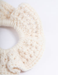 Fabric Cream Knitted Hair Scrunchie - link has visual effect only