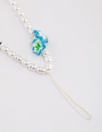 Beaded Pearl Hibiscus Phone Strap - link has visual effect only