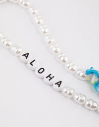 Beaded Pearl Hibiscus Phone Strap - link has visual effect only