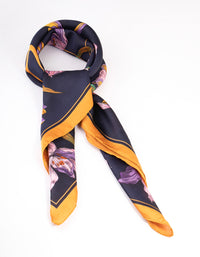 Navy Fabric Flower & Ribbon Scarf - link has visual effect only