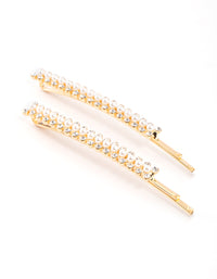 Gold Pearl & Diamante Hair Clip Pack - link has visual effect only