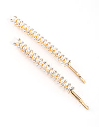 Gold Pearl & Diamante Hair Clip Pack - link has visual effect only