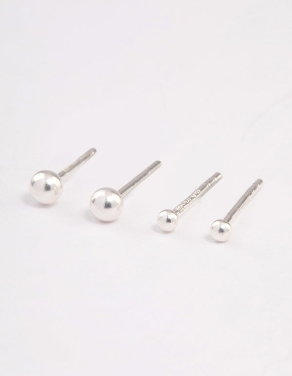 Sterling Silver Plain Stud Earring Pack