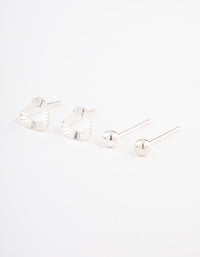 Sterling Silver Textured Heart Stud Earring Pack - link has visual effect only