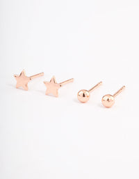 Rose Gold Plated Sterling Silver Solid Stud Earring Pack - link has visual effect only