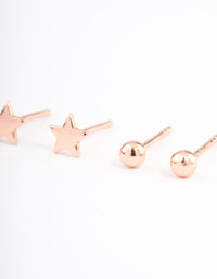 Rose Gold Plated Sterling Silver Solid Stud Earring Pack - link has visual effect only