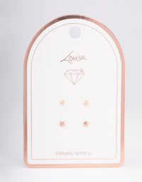 Rose Gold Plated Sterling Silver Solid Stud Earring Pack - link has visual effect only