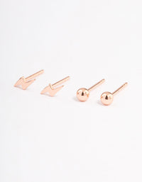 Rose Gold Plated Sterling Silver Lightning Bolt Stud Earring Pack - link has visual effect only