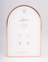 Rose Gold Plated Sterling Silver Lightning Bolt Stud Earring Pack - link has visual effect only