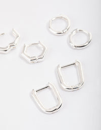 Silver Mini Shape Huggie Earrings Pack - link has visual effect only