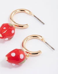 Red Mini Strawberry Huggie Earrings - link has visual effect only