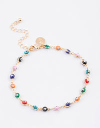 Gold Evil Eye Layered Chain Anklet - link has visual effect only