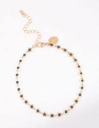 Gold Mini Blue Flower Chain Anklet - link has visual effect only