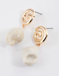 Gold Spiral Shell Drop Earrings - link has visual effect only