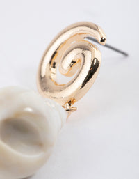 Gold Spiral Shell Drop Earrings - link has visual effect only