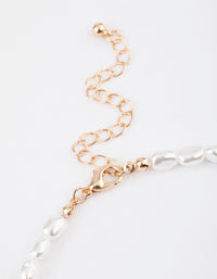 Gold Puffy Heart Pearl Pendant Necklace - link has visual effect only