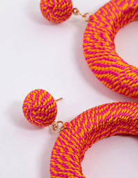 Pink Threaded Wrapped Oversized Drop Earrings - link has visual effect only