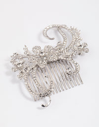 Silver Detailed Swirl Flower Hair Comb - link has visual effect only