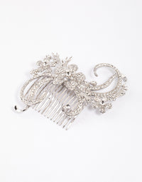 Silver Detailed Swirl Flower Hair Comb - link has visual effect only