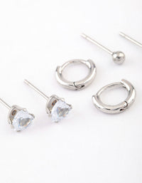 Surgical Steel Cubic Zirconia Princess Cut Earring Pack - link has visual effect only