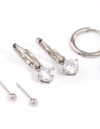 Surgical Steel Cubic Zirconia Huggie Earrings Pack - link has visual effect only