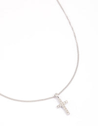 Surgical Steel Cubic Zirconia Pave Cross Pendant Necklace - link has visual effect only