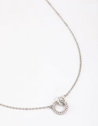 Surgical Steel Cubic Zirconia Circle Link Necklace - link has visual effect only