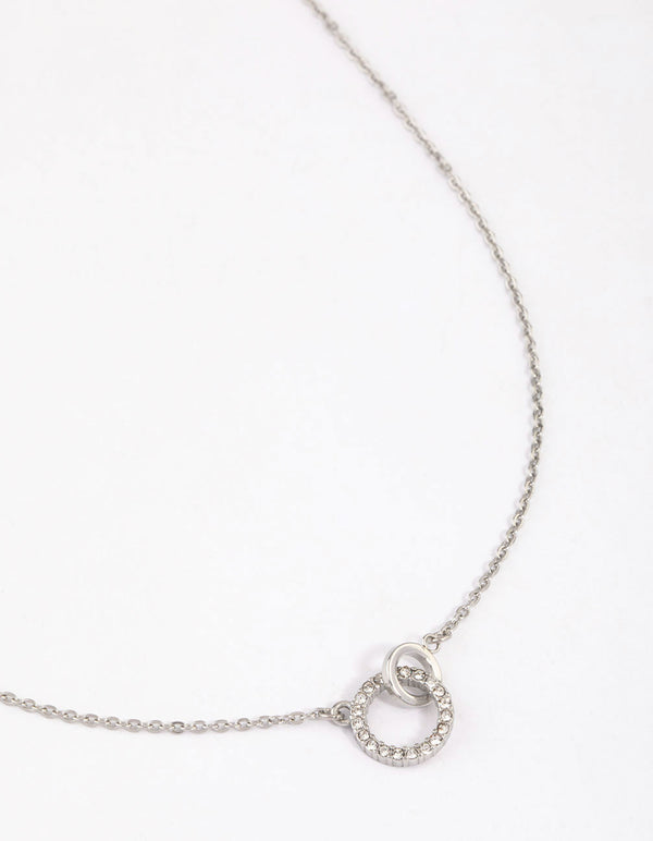 Surgical Steel Cubic Zirconia Circle Link Necklace