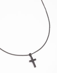 Surgical Steel Black Cubic Zirconia Pave Cross Necklace - link has visual effect only