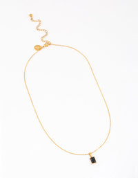 Gold Plated Surgical Steel Black Baguette Stone Pendant Necklace - link has visual effect only