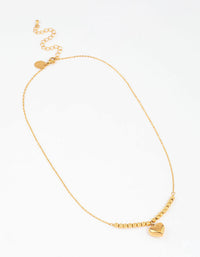 Gold Plated Surgical Steel Bead & Heart Pendant Necklace - link has visual effect only