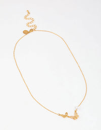 Gold Plated Surgical Steel Double Butterfly Pearl Pendant Necklace - link has visual effect only