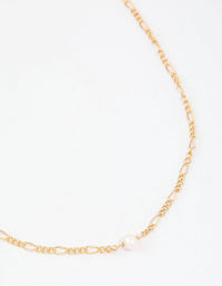 Gold Plated Surgical Steel Single Pearl Chain Pendant Necklace - link has visual effect only