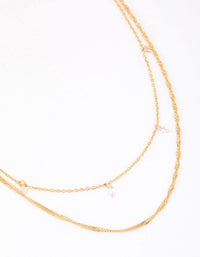 Gold Plated Surgical Steel Crystal Layered Necklace - link has visual effect only