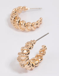 Gold Croissant Molten Hoop Earrings - link has visual effect only