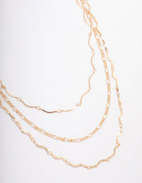 Gold Triple Layered Wave Chain Necklace - link has visual effect only